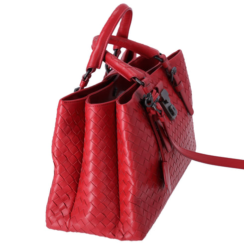 BOTTEGA VENETA Small Rome Bag Handbag Red Leather